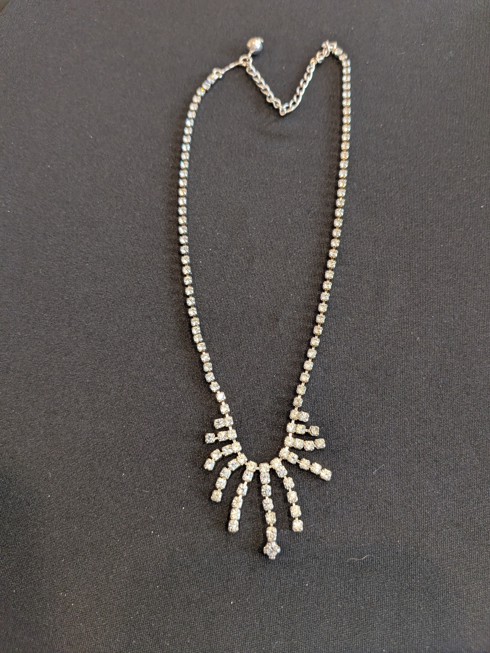 Elegant Silver-Tone Crystal Spike Pendant Necklace - Womens Jewelry 8.5"